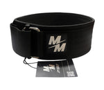 Cinturón de Levantamiento 100% Nylon, Hebilla con seguro - Negro/Blanco -