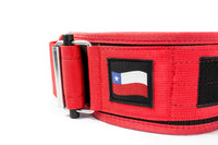 Cinturón de Levantamiento 100% Nylon, Hebilla con seguro - Rojo 10,5cm -