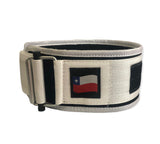Cinturón de Levantamiento 100% Nylon, Hebilla con seguro - Blanco 10,5cm -